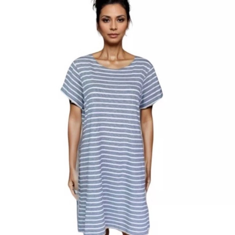 Sail To Sable Sz L Dress Striped Shortsleeved Knee Length Nautical Cape Cod